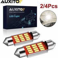 AUXITO 4/2Pcs C10W LED Bulb Festoon 36mm C5W LED Canbus 12V COB White Crystal Blue Car Interior Dome Reading License Plate Light