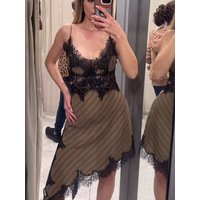 2026 New Women's Lace Trim Cut Out Dress Sleeveless Asymmetric Hem Long Sling Dress Lady Fashion Elegant Party Streetwear