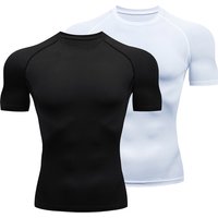 Men Gym Sport T-shirt Compression Elastic Quick Dry Tight Sweat-Wicking Breathable Jogging Running Fitness Athletic Workout Tee