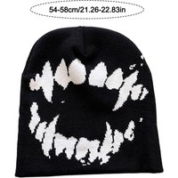 AliExpress NONE Women Hat Knitting Beanies Unisex Goth Tooth Caps Men Y2k Streetwear Winter Fashion Pullover Harajuku Vintage Warm Hip Hop Hat