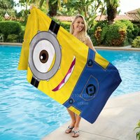 Trendy Minions Costume Print Beach Towel,Microfiber Lightweight Quick Dry, Oversized for Travel Camping, Single Eye Decor Towel