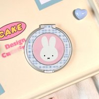 Kawaii Miffy Adhesive Mount Ultra-Thin 360° Rotating Foldable Cute Cartoon Bunny Phone Holder for Desktop/Multi-Angle Adjustment