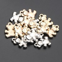 20pcs Cute Bear Pendant Gold Silver Color CCB Acrylic Charms For Jewelry Making DIY Bracelet Necklace Earrings Findings Supplies