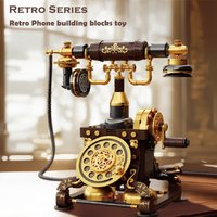 New Vintage Telephone Model Building Blocks Toys Elegant Desktop Home Decor Easy Assembly Educational Toy for Kids Holiday Gifts