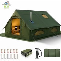 8-10 Person Large Double Layer PVC Oxford Waterproof Inflatable Camping Tent Three Bedrooms One Living Room Quick Automatic Tent