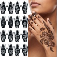 2PCS Reusable Henna Tattoo Stencil Flower Pattern Tattoo Stencil Temporary Hand & Body Art Designs Painting Hollow Sticker