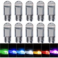 10PCS T10 W5W LED Bulbs Glass COB 168 194 Auto Wedge License Plate Light Dome Reading Light Instrument Lamp 6000K White 12V 24V