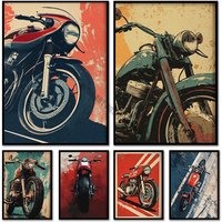 AliExpress HALFLEMART Vintage Cafe Racer Poster – Grunge Motorcycle Wall Arts Rustic Garage Decor Bold Bike Print Retro Biker Gift Industrial Vibes