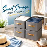 10Pcs Gray Large Clothes Storage Box 42×28×25CM, Thickened Organizer, Practical Container for Wardrobe Garment Storage