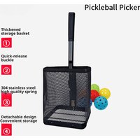Pickleball Picker Adjustable Large Capacity Pickleball Pick Up Basket Lightweight Durable Balls Picker Portable Sports Accessory