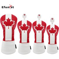 Golf Club Cover For Driver Fairway Hybrid Waterproof Protector Set Maple Leaf Styles PU Leather Soft Durable Golf Wood Covers