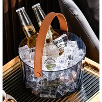 BBQ Ice Bucket Table Storage Tra Round Clear PP Fruit Basket with Handle for Outdoor Picnic Party Y Ins Style for Gathering