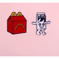 Funny Food Brooch Cartoon Burger Milk Carton Badge Student School Bag Pin Denim Jacket Shirt Fashion Jewelry Accessories