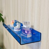 2-Piece Set of Acrylic No-Drill Wall-Mounted Storage Shelves, Transparent Colorful Wall-Mounted Storage Rack, Display Rack for Small Figurines, Perfume, and Cosmetics