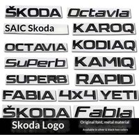 SKODA Rear Trunk Letter Emblem, 3D Metal Modified Car Logo Sticker for Skoda Superb Octavia Kodiaq Tailgate Decoration Decal