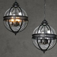 American Vintage Globe Pendant Light Retro black Iron Glass for villa Living Dining Room Bar Table corridor Coffee Shop Lamp