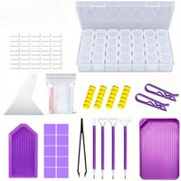 5D Diamond Painting Tool Set with Tray, Clay, Drill Pen & Brush, Bead Sorting Storage Kit for DIY Craft & Jewelry Making