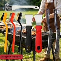 8Pcs Multi-Purpose Grill Cleaning Brush Set BBQ Wire Brushes Scraper Camping Cooking Accessories Kitchen Grease Remover Tools