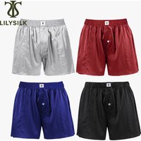 LILYSILK Men's Ultimate Comfortable Silk Boxer Shorts Elastics Waist Underwear with Button