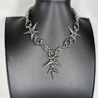 Punk Grunge Rock Rivet Pendant Chain Cool Fashion Handmade Geometric Necklace Goth Charm Jewelry Hip Hop Accessories