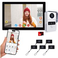 2 Wire Digital Video Intercom System 10.1 Inch Wireless WIFI Monitor 1080P Doorphone Camera Video Doorbell Card App Unlock