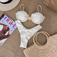 Sexy 2025 Push Up Bikini Set Two Piece Swimwear High Cut Biquini Thong Swimsuit Summer White Brazilian Bathing Suit Beachwear