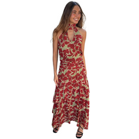 Print Halter Lace-up Women's Cascading Dresses Sexy Hollow-out Backless Sleeveless Long Robes 2026 Summer New Lady Holiday Dress