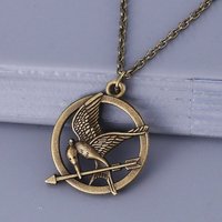 The Hunger Games Metal Pendant Necklace Jewelry Accessories Circular Shape Vintage Punk Mocking Bird Necklaces For Men Women