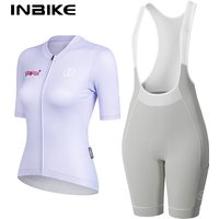 AliExpress INBIKE Summer Women's Cycling Set Breathable Quick-Dry Bike Short Sleeve Bicycle Bike Shirts with Pockets Bib Shorts Biking Top