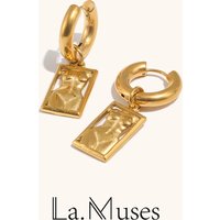 La.Muses Body Art Rectangle Stainless steel Women's Earrings With Fashionable Design серьги женские For Jewelry Gift