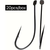 20pcs Maru-shi Skew-mouth Long-handled Imported Flat-head Barbed Fish Hook for Sea Fishing, Wild Fishing, Using Worm as Live Bai