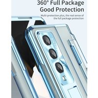 Luxury With Stand And Screen Protector Case For Samsung Galaxy Z Fold7 6 5 4 3 5G Z Fold 6 5G One-Piece Plating Transparent Case