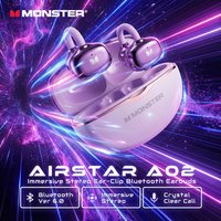 Monster A02 OWS Ear Clip Headphones 360° Immersive Stereo Bluetooth 6.0 Wireless Earbud IPX4 Waterproof TWS Wireless Earphone