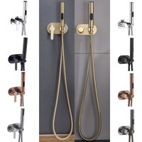Brushed gold Bidet Faucet Brass Shower Tap Washer Mixer Cold Hot Water Mixer Crane Square Shower Sprayer Head Tap Toilet Faucets