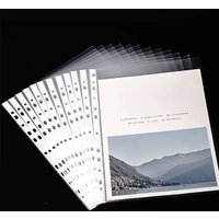 100pcs A4 11 Holes Loose-leaf Document Paper Protective Sleeve Transparent Plastic Punched Pocket Folder File Pocket Sleeve Thin