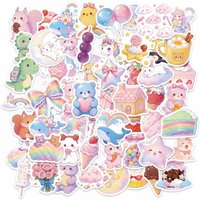 10/30/56PCS Abstract Lines Cat PVC Sticky Sticker Stationery DIY Children's Laptop Luggage Skateboard Decoration Scrapbooking