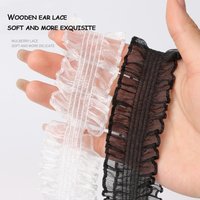 1 pairs Elastic Lace Shoelaces with Ruffled Trim - Fairy wind shoelaces with wooden ear edge(white/black)