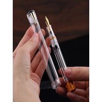 MAJOHN V1 Transparent Demonstration Vacuum Filling Fountain Pen with Gold Plated Nib for Writing Practice Gift Stationery