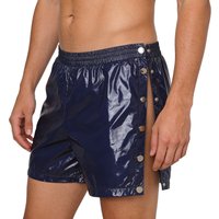 Mens Waterproof Adaptive Shorts with Sides Buttons Elastic Waistband Swim Trunks Leak-proof Boxer Shorts Special Needs Nursing