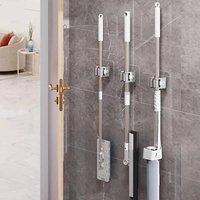 Wall Mounted And Mop Holder Cleaning Materials Punch-Free Mop Rack Waterproof
