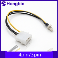 20cm 4 Pin Molex IDE To 3 Pin PC Computer CPU Case Fan Power Connector Cable Adapter
