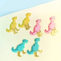 New arrived 30pcs/lot color pattern print animals cartoon Dinosaur shape acrylic beads diy jewelry garment accessory