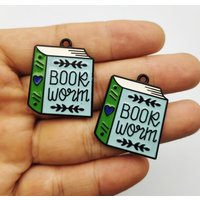 10pcs Flower Book Charm for Jewelry Accessories Diy Making Earring Bracelet Keychain Pendant Craft Supplies Metal Black Plated