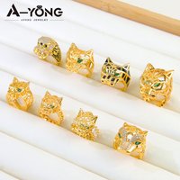 Saudi Punk Persönlichkeit Leopard Ring 21 Karat vergoldet italienische Mode Panther Ringe Dubai Frauen Männer Event Party Schmuck