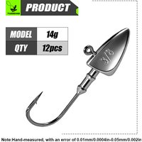 3.5/5/7/10/14/21g Conical Jig Heads, 12pcs Lead Jig Hooks Set for Soft Lures, Saltwater Freshwater Fishing Tackle