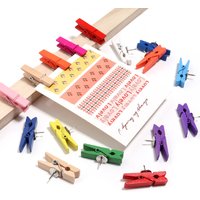20Pcs Clips Push Pin with Wooden Decorative Clips Durable Wooden Office School Stationery Thumb Tacks For Cork Blackboard