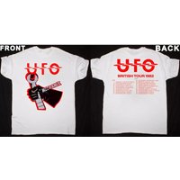 UFO band British tour 2 sides white T-shirt Unisex S-5XL