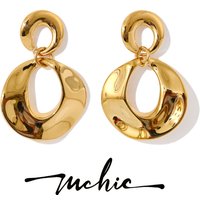 Mchic Stainless Steel Metal Geometric Drop Earrings Exquisite Design Jewelry for Women Accessories Bijoux Gift