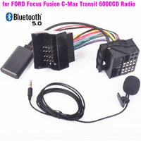 Bluetooth 5.0 AUX-in Music Adapter MP3 Harness Cable Microphone for FORD Fusion Fiesta Focus C-Max Transit with 6000CD Radio