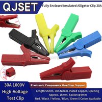 1pcs/1set 32A 55mm Pure Copper Fully Enclosed Insulated Alligator Clip Socket 4mm Test Clip High-Voltage Connection Cable Clamp